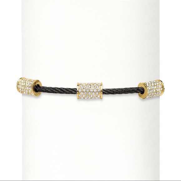 Cubic zirconia and black plated cable bracelet 7” - Picture 2 of 3